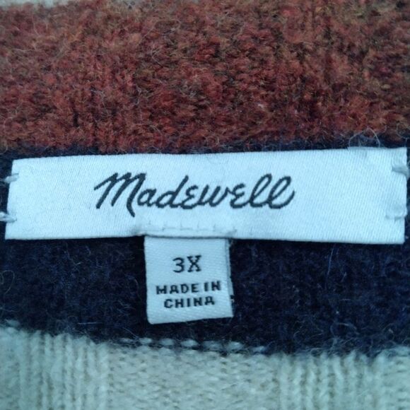 Madewell striped turtle neck sweater multicolor Mock neck size 3X - Picture 9 of 10